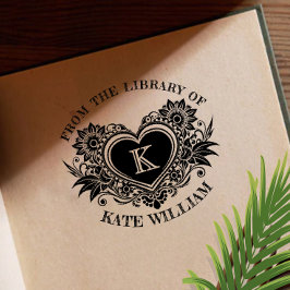 Carimbo De Borracha Vintage Floral Heart Monogramas
