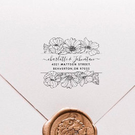 Carimbo De Borracha Vintage Flowery Wedding Return Address Elegante