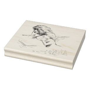 Carimbo De Borracha Vintage French Angel Woman French Script