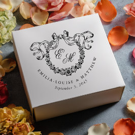 Carimbo De Borracha Vintage French Monogram Wreath Elegant Wedding