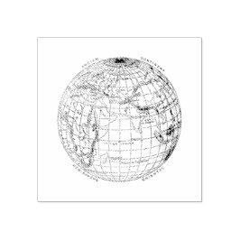 CARIMBO DE BORRACHA VINTAGE GLOBE WOOD ART STAMP