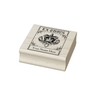 Carimbo De Borracha Vintage Heraldic Crown Ex Libris