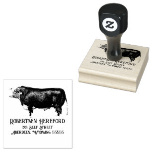 Carimbo De Borracha Vintage Hereford Bull