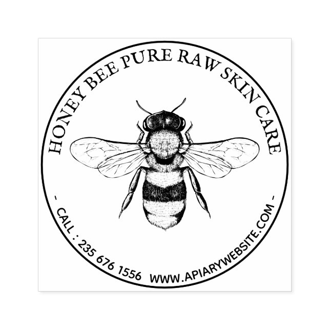 Carimbo De Borracha Vintage Honey Bee Round (Impressão)