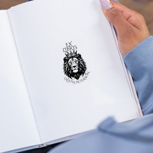 Carimbo De Borracha Vintage King Lion Ex Libris Biblioteca