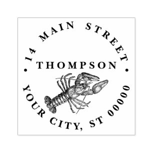 Carimbo De Borracha Vintage Lobster #1 Nome do Desenho Endereço de Ret