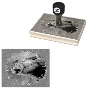 Carimbo De Borracha Vintage Madonna e Child com Silver Frame