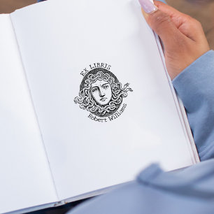 Carimbo De Borracha Vintage Medusa Personalizada Ex Libris, Livro