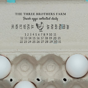 Carimbo De Borracha Vintage Ovo Laid Data Fazenda Comercial
