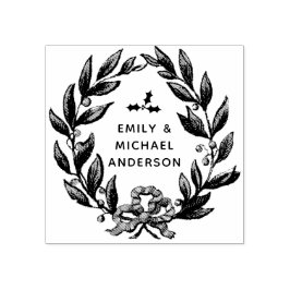 Carimbo De Borracha Vintage Personalizada Holly Berries Wreath Stamp X