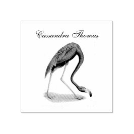 Carimbo De Borracha Vintage Pink Flamingo #1 Nome