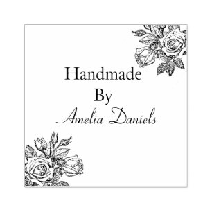 Carimbo De Borracha Vintage Rosa Handmade by