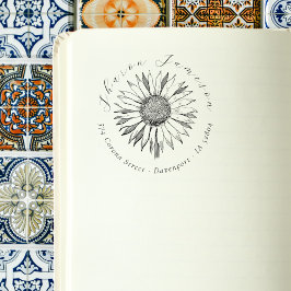 Carimbo De Borracha Vintage Script Sunflower Custom Return Endereço
