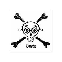 Carimbo De Borracha Vintage Skull, Crossbones óculos, personalizados