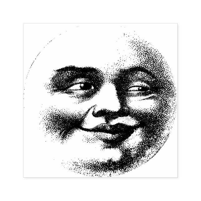 Carimbo De Borracha Vintage sorrindo Face da Lua (Impressão)