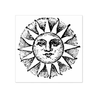 Carimbo De Borracha Vintage Sun Face  Rubber Stamp