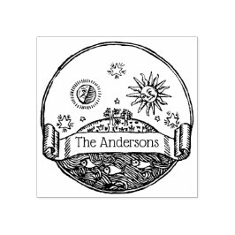 Carimbo De Borracha Vintage Sun Moon Stars Ocean Earth Nome de Desenho