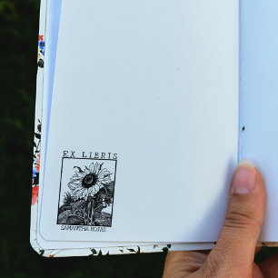 Carimbo De Borracha Vintage Sunflower Book Ex Libris