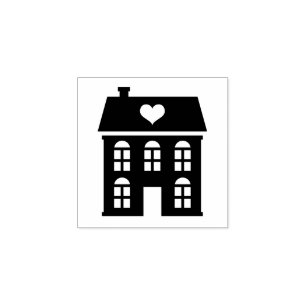 Carimbo De Borracha Vintage town house com selo de borracha de coração