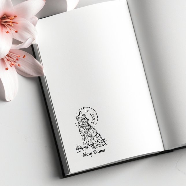 Carimbo De Borracha Vintage Wolf Library Bookplate (Criador carregado)