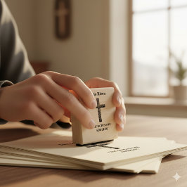 Carimbo De Borracha Vintage Wood Cross He Is Risen Floral Church