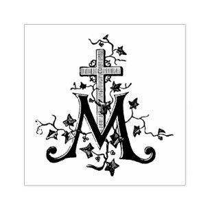 Carimbo De Borracha Virgem Católica Abençoada Mary Marian Cross