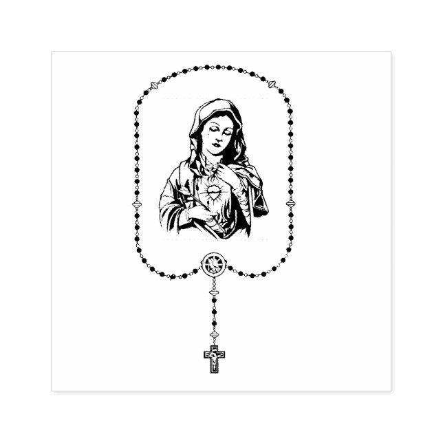 Carimbo De Borracha Virgem Católica Mary Rosary Endereço Religioso (Impressão)