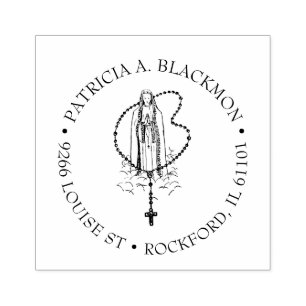 Carimbo De Borracha Virgem Católica Mary Santa Rosária Fátima Religios
