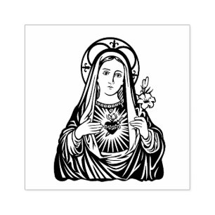 Carimbo De Borracha Virgem Religiosa Maria Imaculada Coração