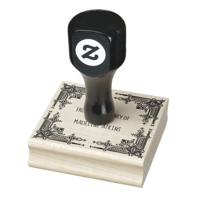 Carimbo De Borracha Vitoriano Frame Bookplate da Biblioteca de (Carimbo)