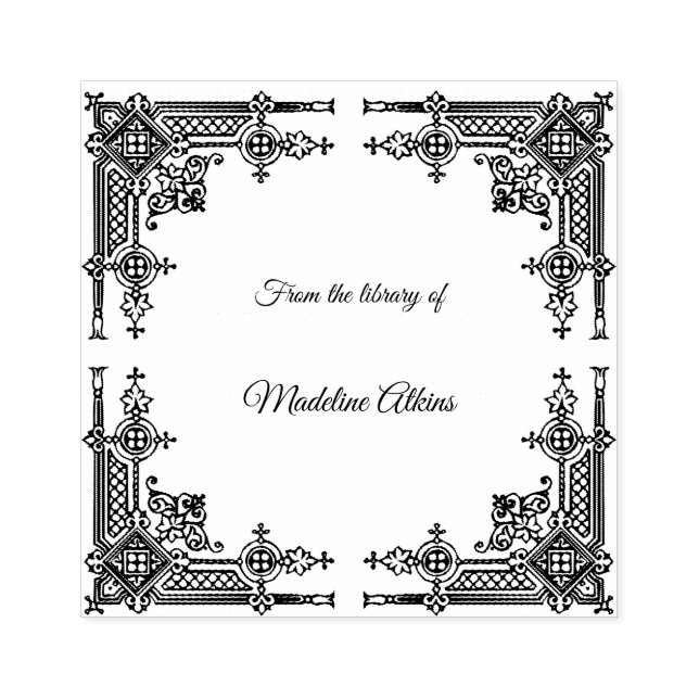 Carimbo De Borracha Vitoriano Frame Bookplate da Biblioteca de (Impressão)