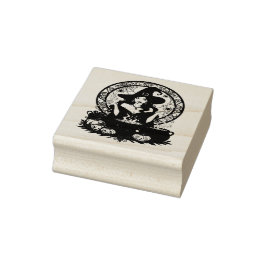Carimbo De Borracha Whimsically Enchanting Witch With Spiders