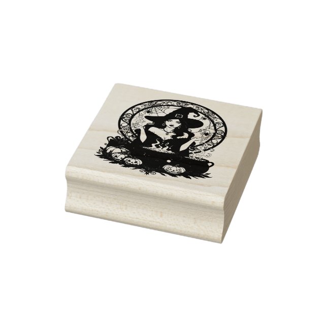 Carimbo De Borracha Whimsically Enchanting Witch With Spiders (Carimbo)