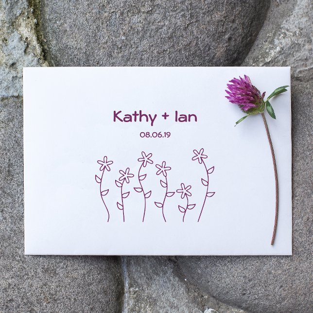 Carimbo De Borracha Wild Flowers with Branches and Leaves Design (Criador carregado)