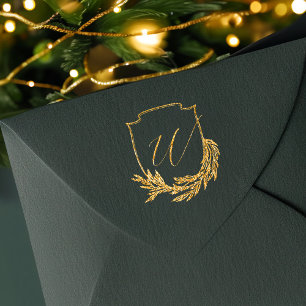 Carimbo De Borracha Winter Garland Calliografia Script Monogramo Crest