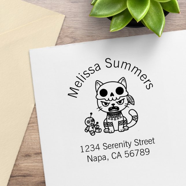 Carimbo De Borracha Witch Cat Voodoo Doll Arch Address (Criador carregado)