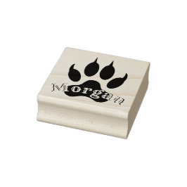 Carimbo De Borracha Wolf Paw Print com Nome Monograma Signature Seal