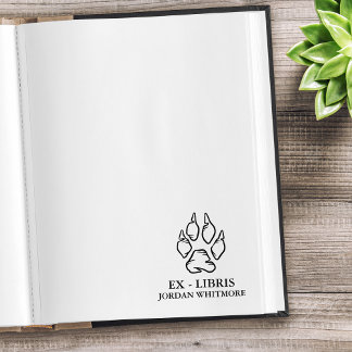 Carimbo De Borracha Wolf Paw Print Ex Libris Nome Personalizado