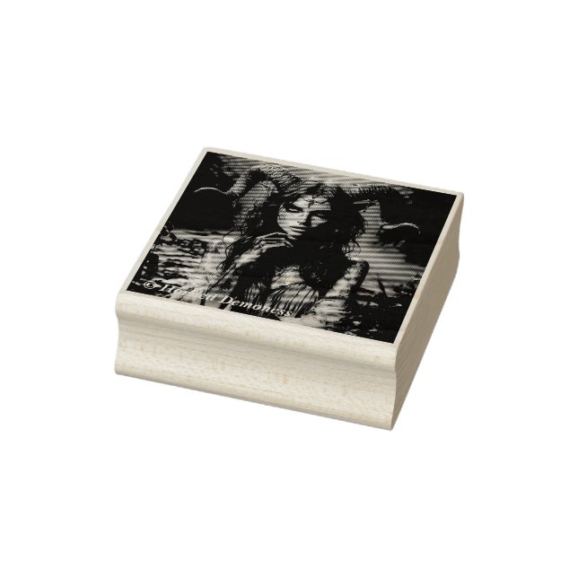 Carimbo De Borracha Wooden stamp: demoness (Carimbo)