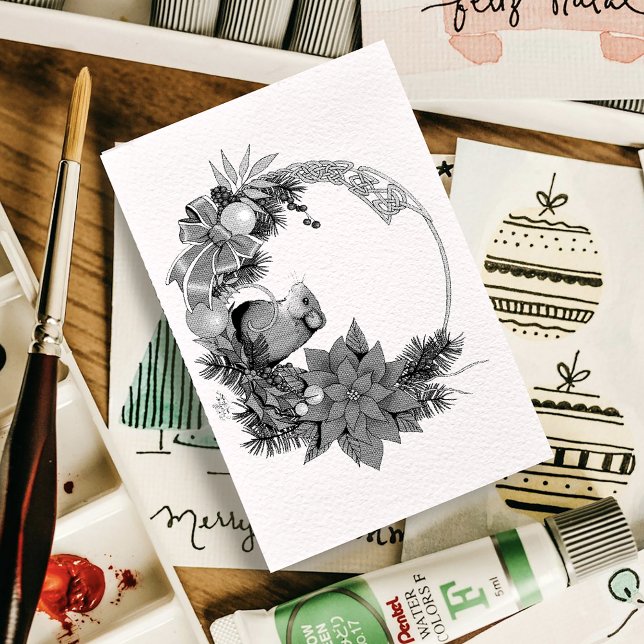 Carimbo De Borracha Wreath do rato de Natal (Criador carregado)