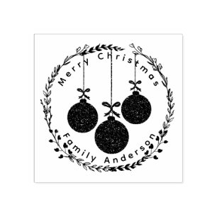 Carimbo De Borracha Wreath Natal & Fession Baubles Family