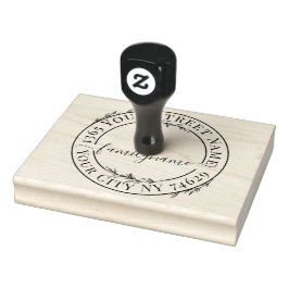 Carimbo De Borracha XXL Botanical Script Modern Round Return Address