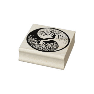 Carimbo De Borracha Yin Yang Tree se Life
