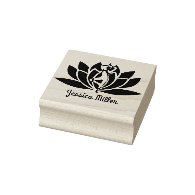 Carimbo De Borracha Yoga Studio Lotus Flower Personalizado (Carimbo)
