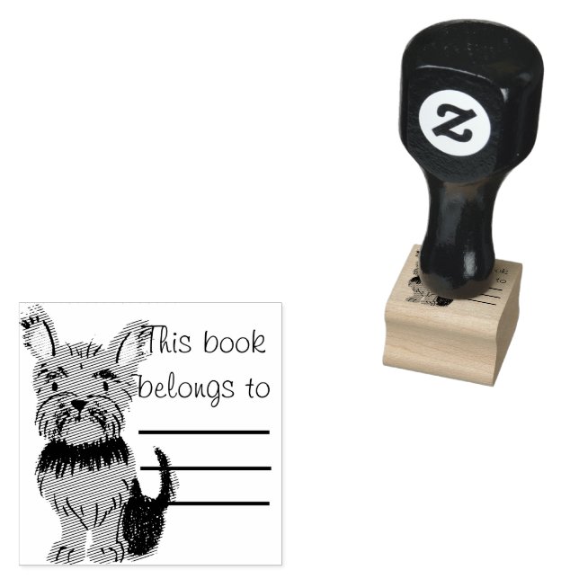 Carimbo De Borracha Yorkshire Terrier Puppy Personal Library Stamp (Carimbado)