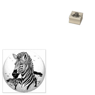 Carimbo De Borracha Zebra African Savanna Wild Animal