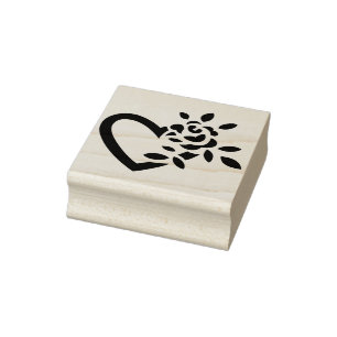 carimbo de coração de flor