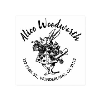 Carimbo de endereço de borracha de Rabbit branco