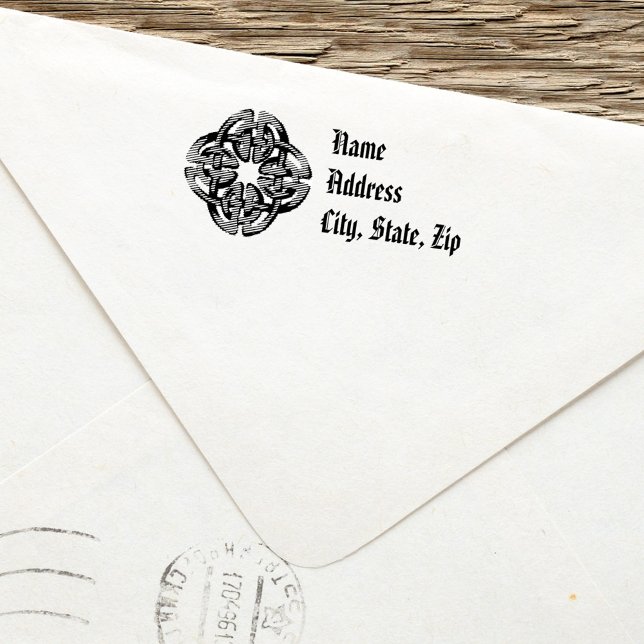 Carimbo de Endereço de Devolução Celta Simples Rus (Celtic Cross Return Address Custom Stamp.)