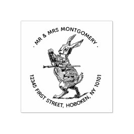 carimbo de endereço de devolução do coelho branco